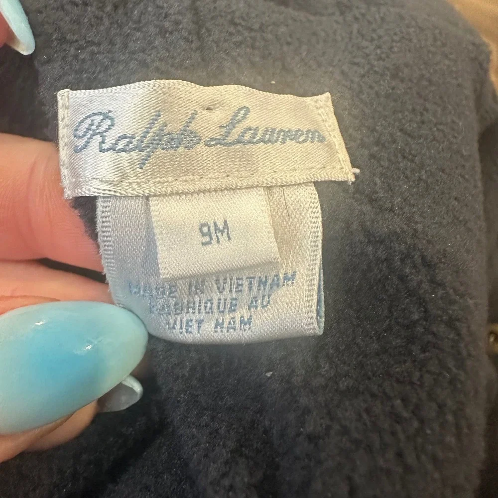 Ralph Lauren Kids Navy‎ Blue Quilted Hooded Bunting Snowsuit Fleece Lined 9M